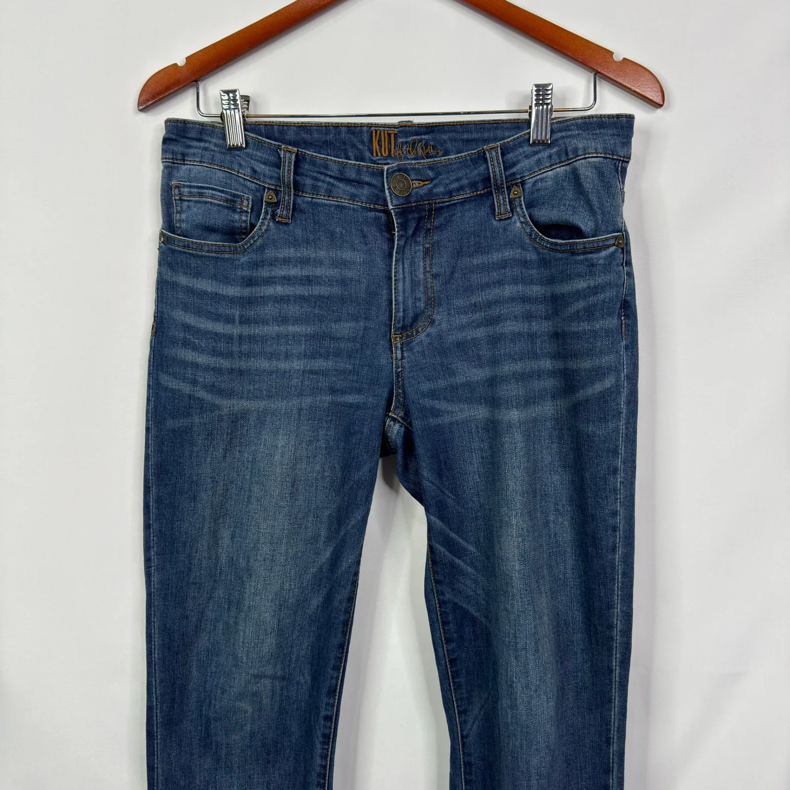 KUT from the Kloth Women's Size 4 Dark Wash Denim Straight Leg Jeans Cuffed - Image 6