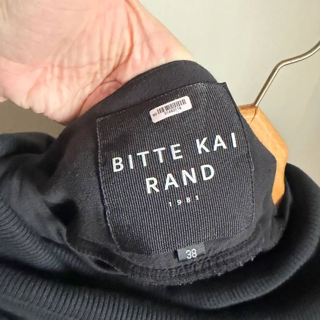 Bitte Kai Rand Gray Black Velvet Geometric Tunic Cowl Neck Sz 38 Lagenlook Art - Image 11