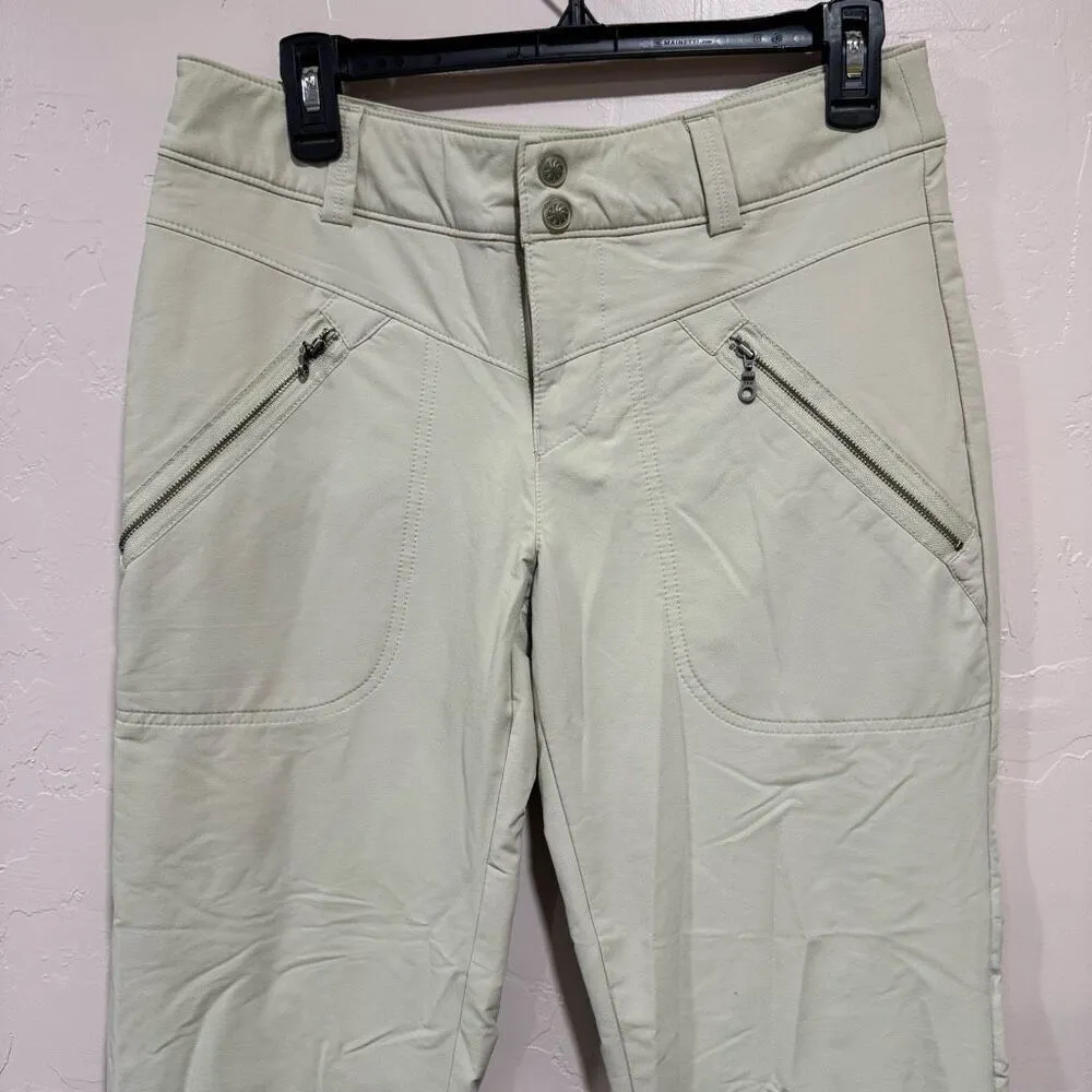 Athleta Pants Size 6 Flared Lightweight Lined Utility Mid Rise Nylon Beige - Image 2