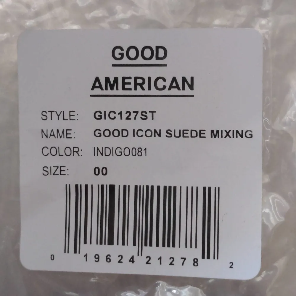 Good American Womens Icon Mixed Media Jeans Blue Brown Denim Faux Suede 00 New - Image 10