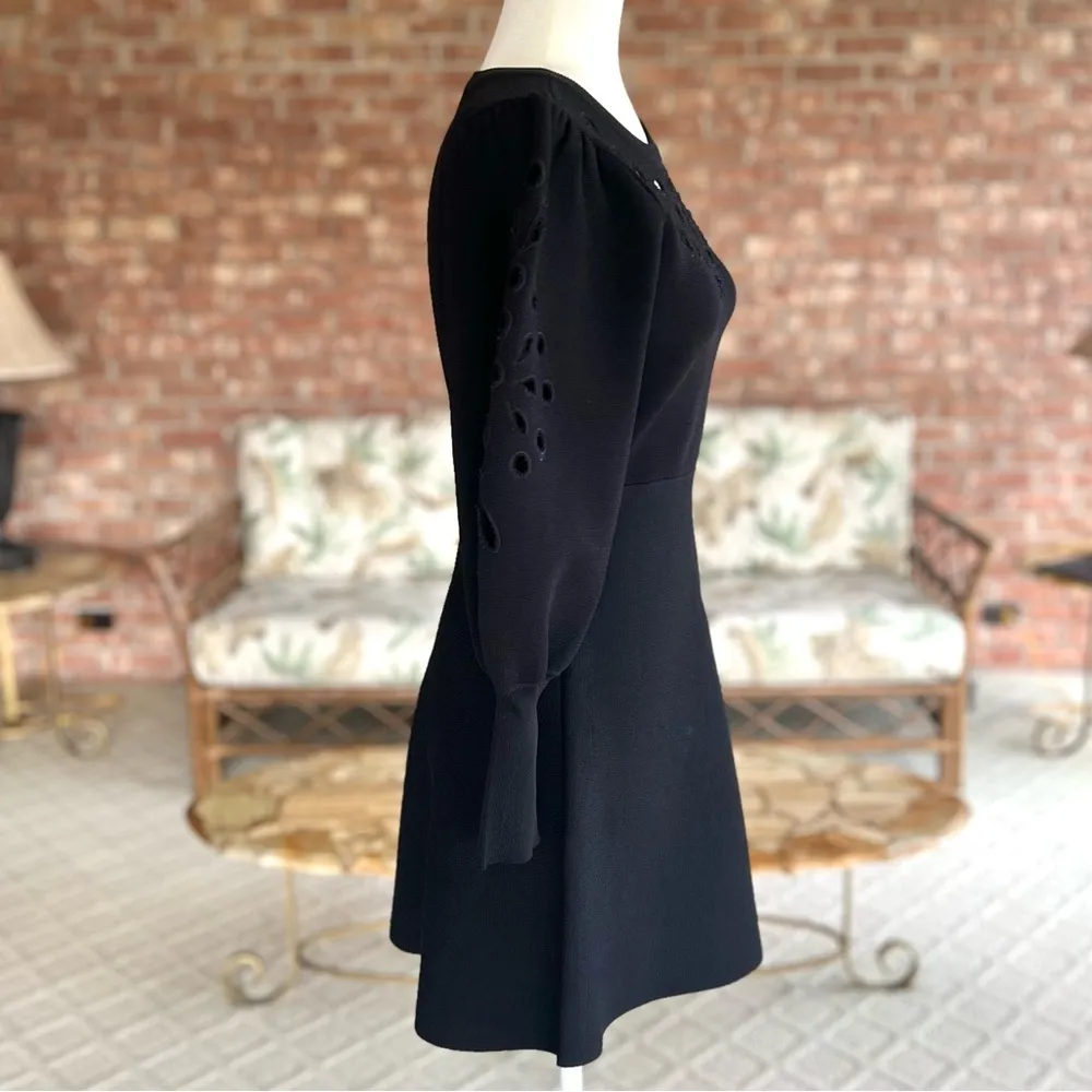 Express Dress Long Puff Ballon Sleeve Eyelet Knit SP Skater Cocktail Party Chic - Image 14