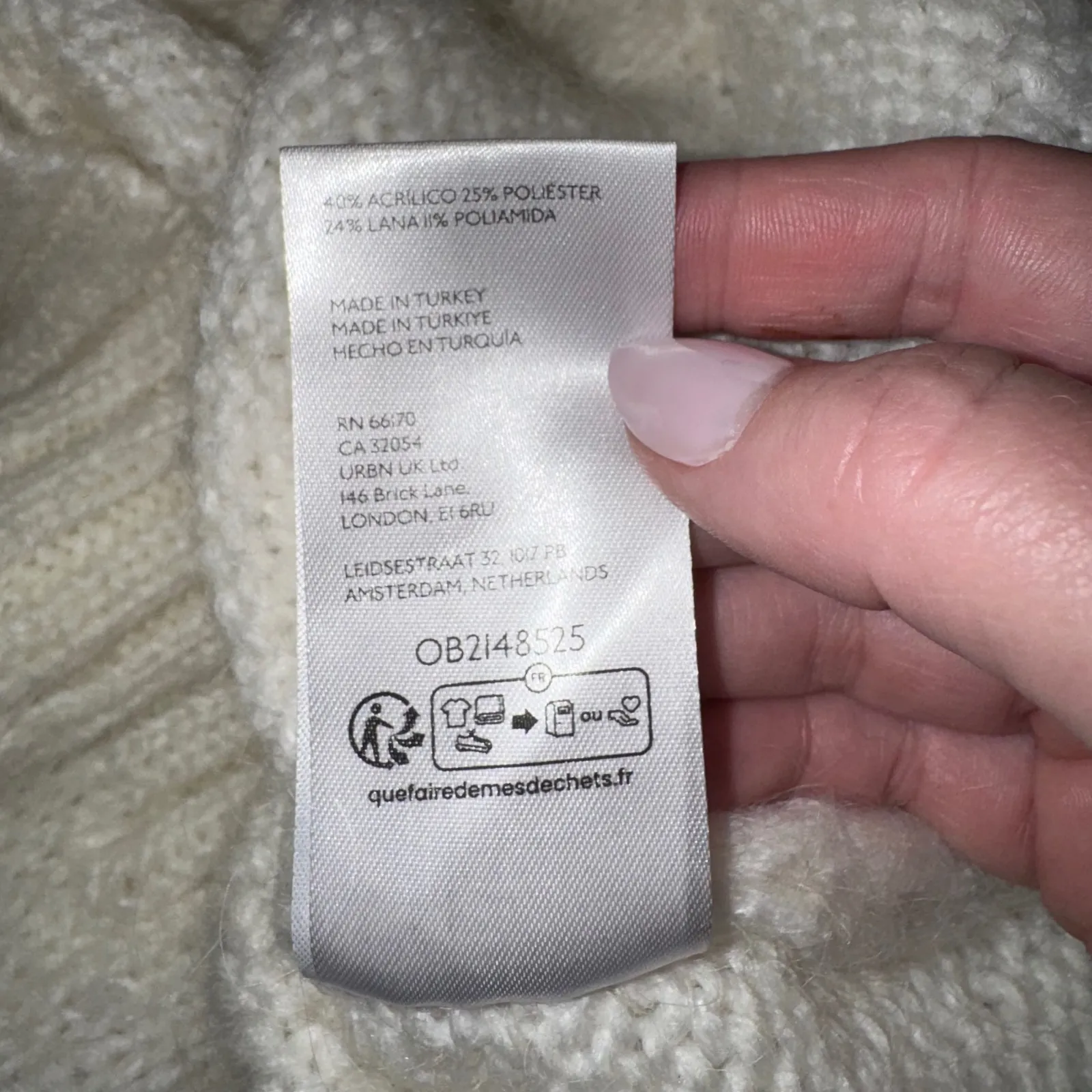 PILCRO Anthropologie Cream Chunky Knit Oversized Hoodie Sweater Women Large - Image 10