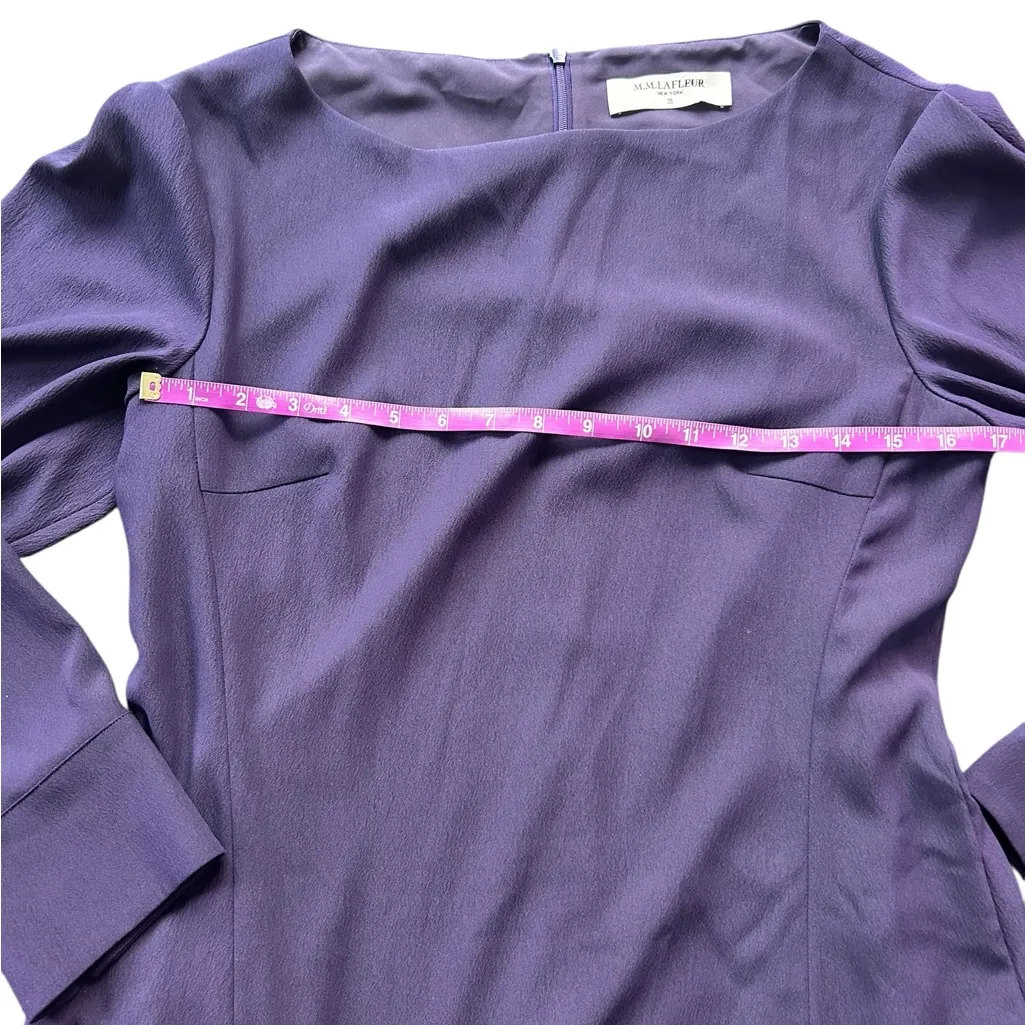 M.M.LaFleur Emeline Boatneck Fit & Flare Sleeve Dress Eggplant Purple size 10 - Image 6
