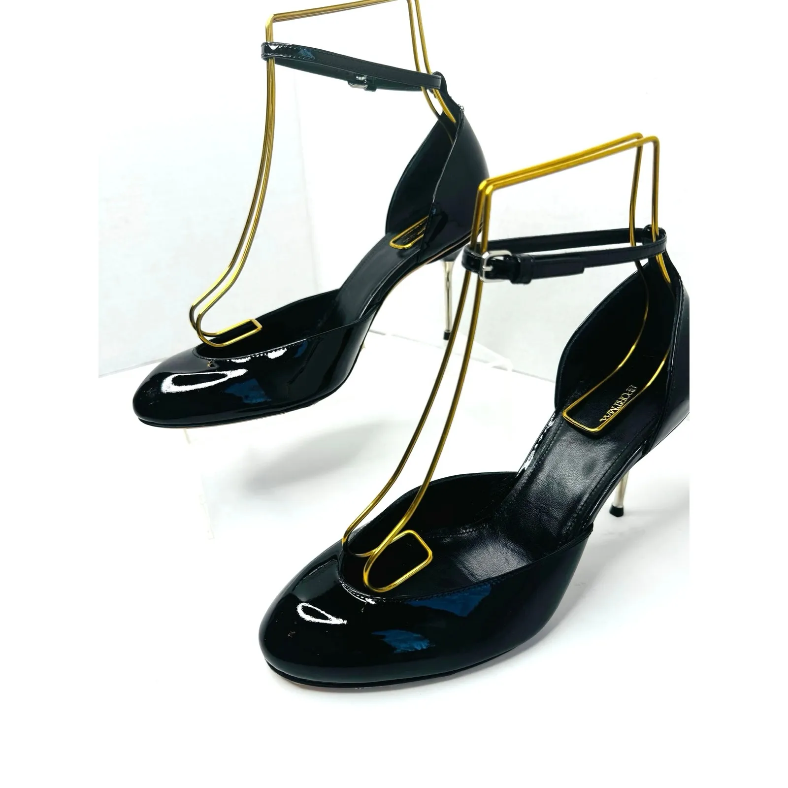 Sportmax Black Leather Mary Jane Pumps Size EU 37 Classic Heel Dress Shoes - Image 4