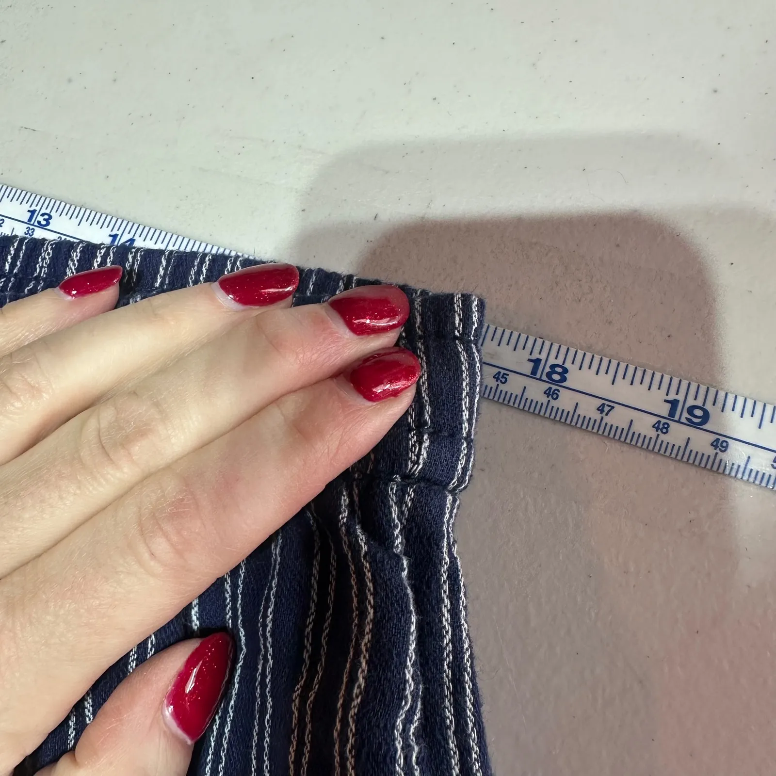 Old Navy Linen Blend Striped Cropped Pants Womens Size L Tall Blue White - Image 12