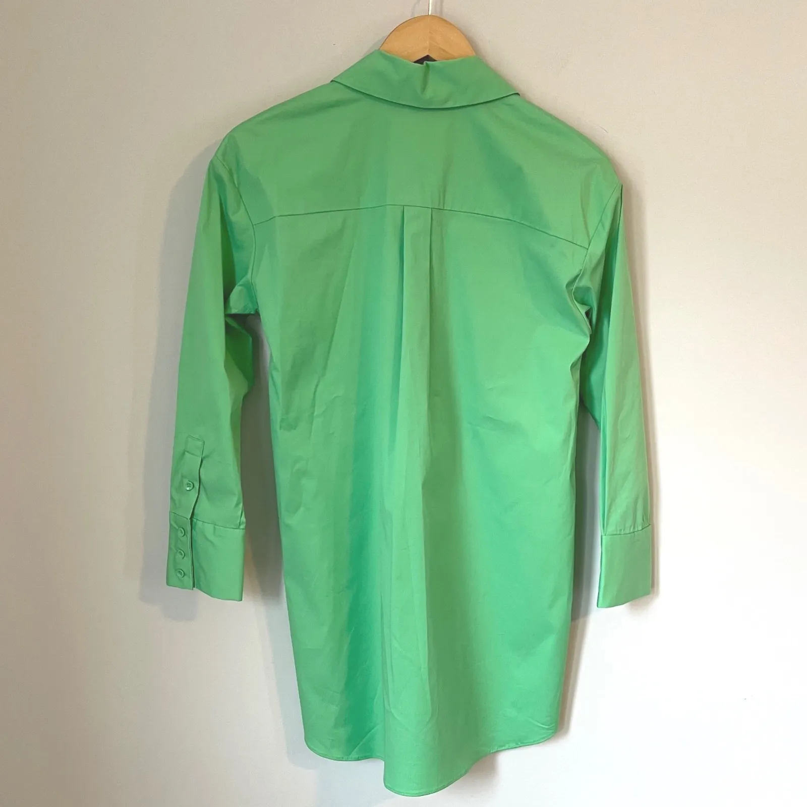 Alice + Olivia XS Garden Green‎ Button Front Shirt Dress Long Sleeve NWT - Image 5