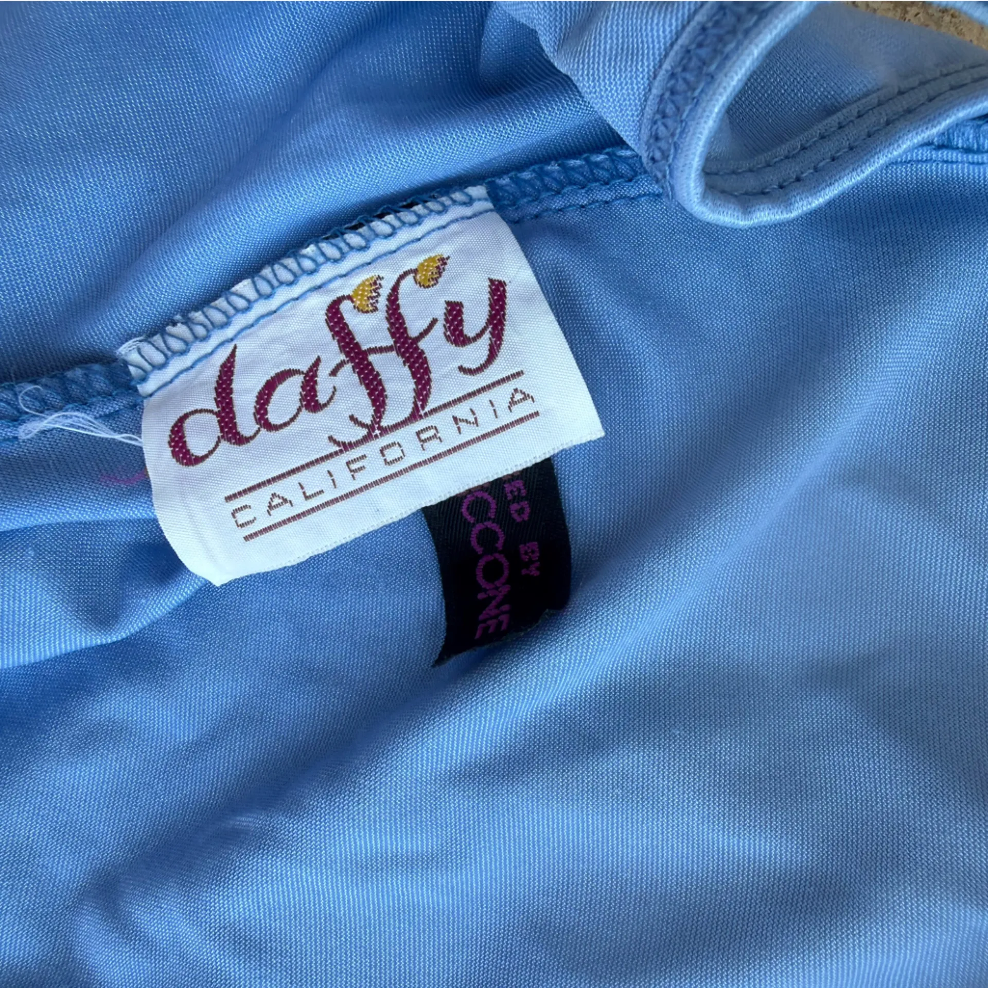 Vintage 70s Daffy California Blue Faux Wrap Bodysuit Bodysuit, Size 13/14 Size L - Image 4