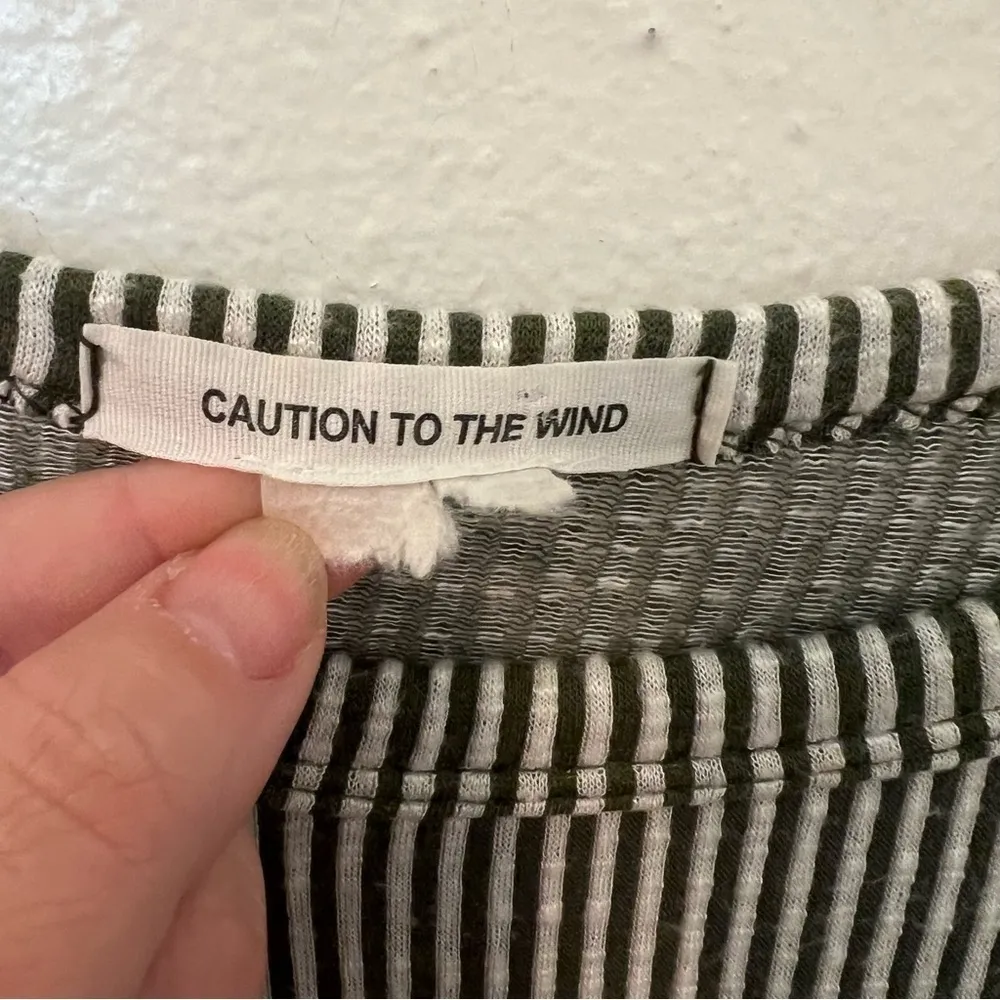 Caution to the Wind  Long Sleeve Top Olive White Stripes - Image 11
