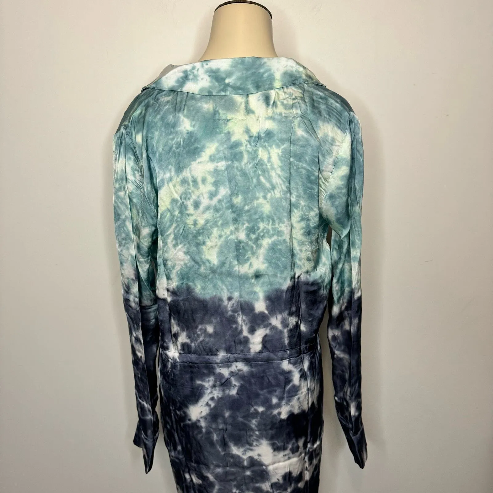 Chaser Women's Size Small Drop Waist Faux Wrap Collared Dress Blue Knee Length - Image 4