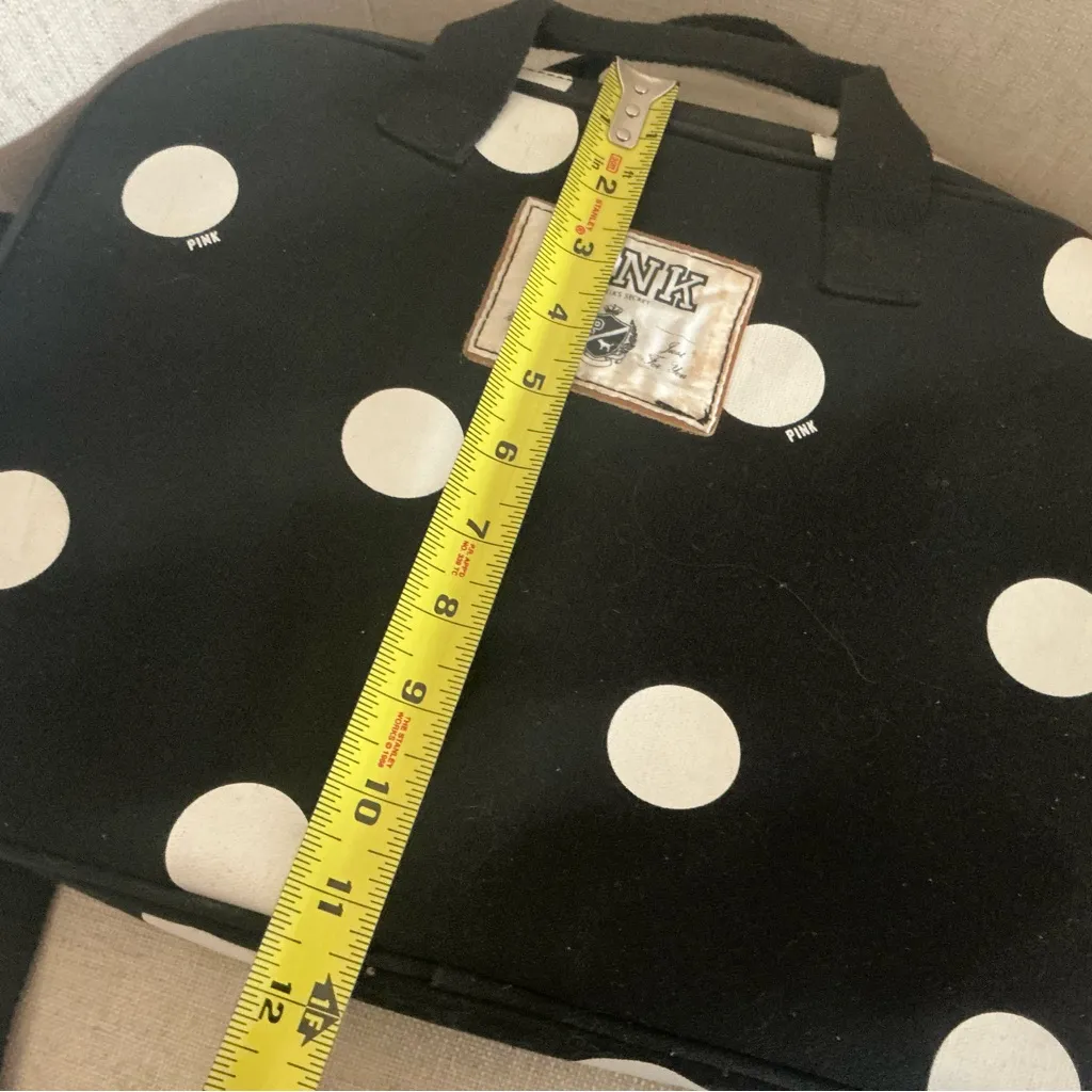 Victoria’s Secret PINK laptop carrying case messenger bag black white polka dot - Image 8