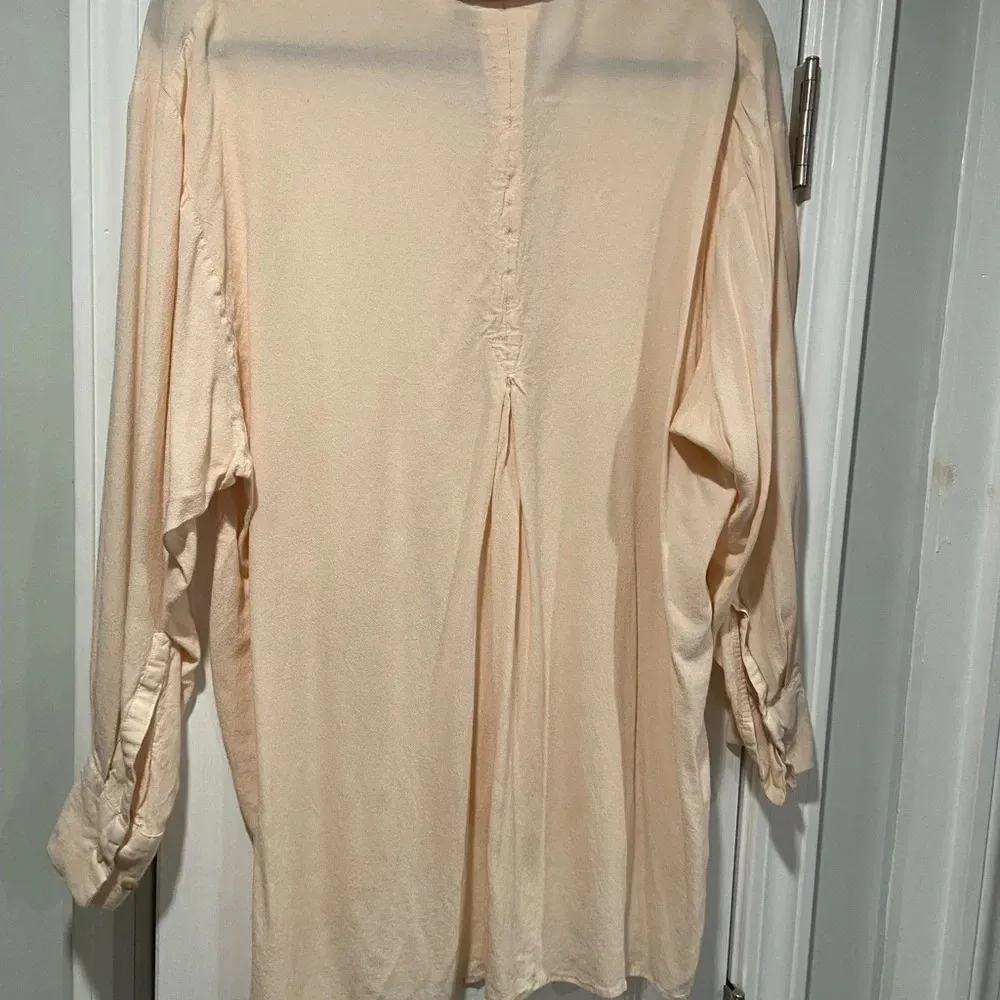 MNG Premium Mango Pink Flowy Button Down Collared Tunic Hi Low Hem Top Size 8 - Image 10