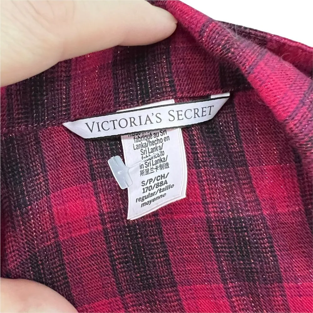 Victoria’s Secret Shimmer Flannel Long PJ Set Small - Image 8