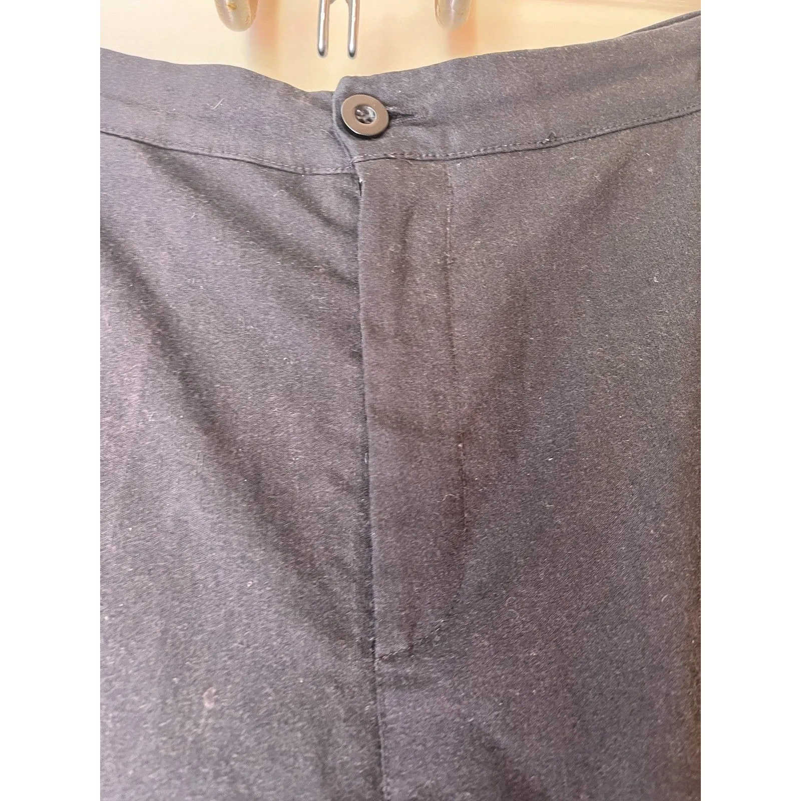 Vintage 80s Black Cotton mid rise floral Embroidered Cropped altered Pants XL - Image 7