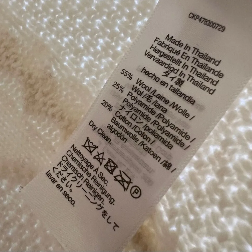 Madewell Women’s Ivory Cable Knit Pullover V-Neck Oversized Vest Size L - Image 11