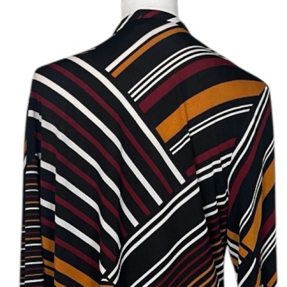 Chicos Size 2 Cardigan Open Front Long Sleeve Black Orange Multi Women’s Medium - Image 8