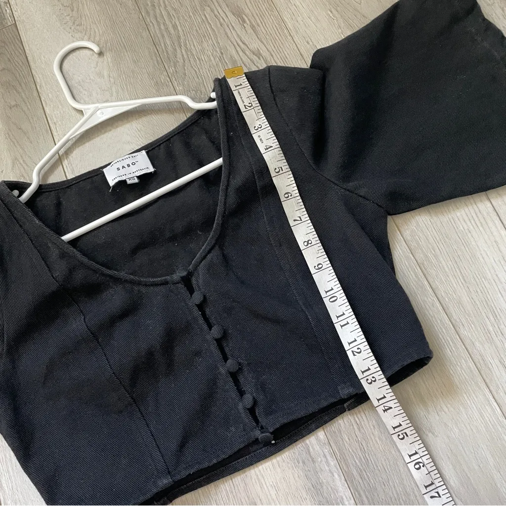 Sabo Keely Top crop flare sleeve womens Black (xsmall) minimalist chic party - Image 6