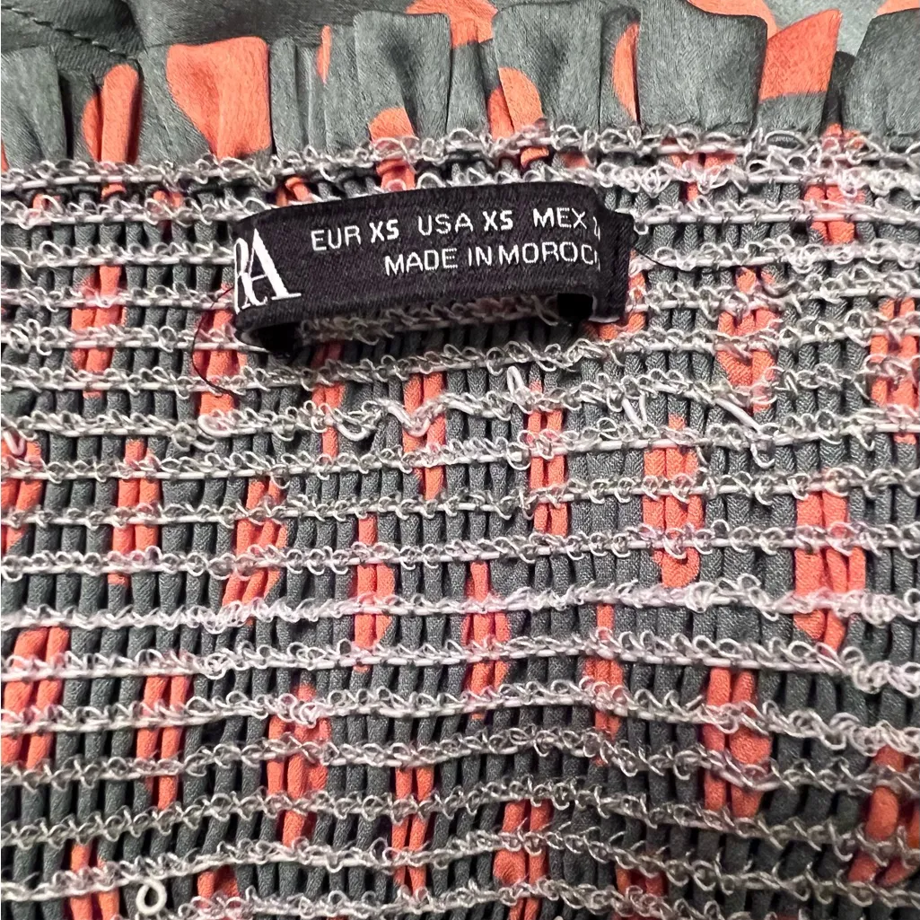 ZARA Green & Orange Polka Dot Satin Peplum Ruffle Bustier Camisole Top‎ Size XS - Image 8