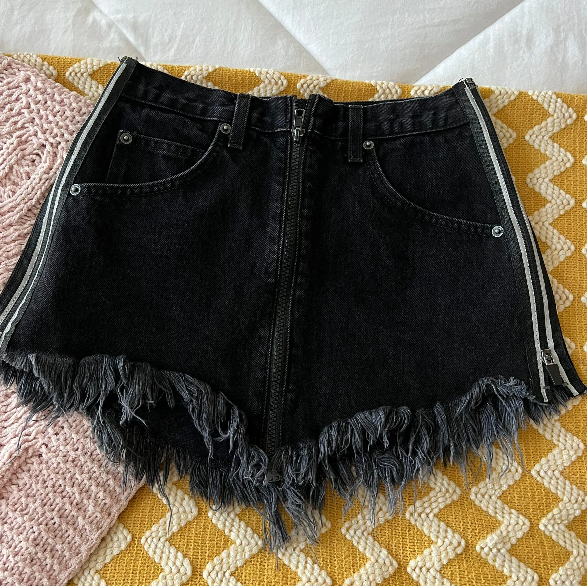 Black Jean Skirt With Zippers On Sides  - Image 5