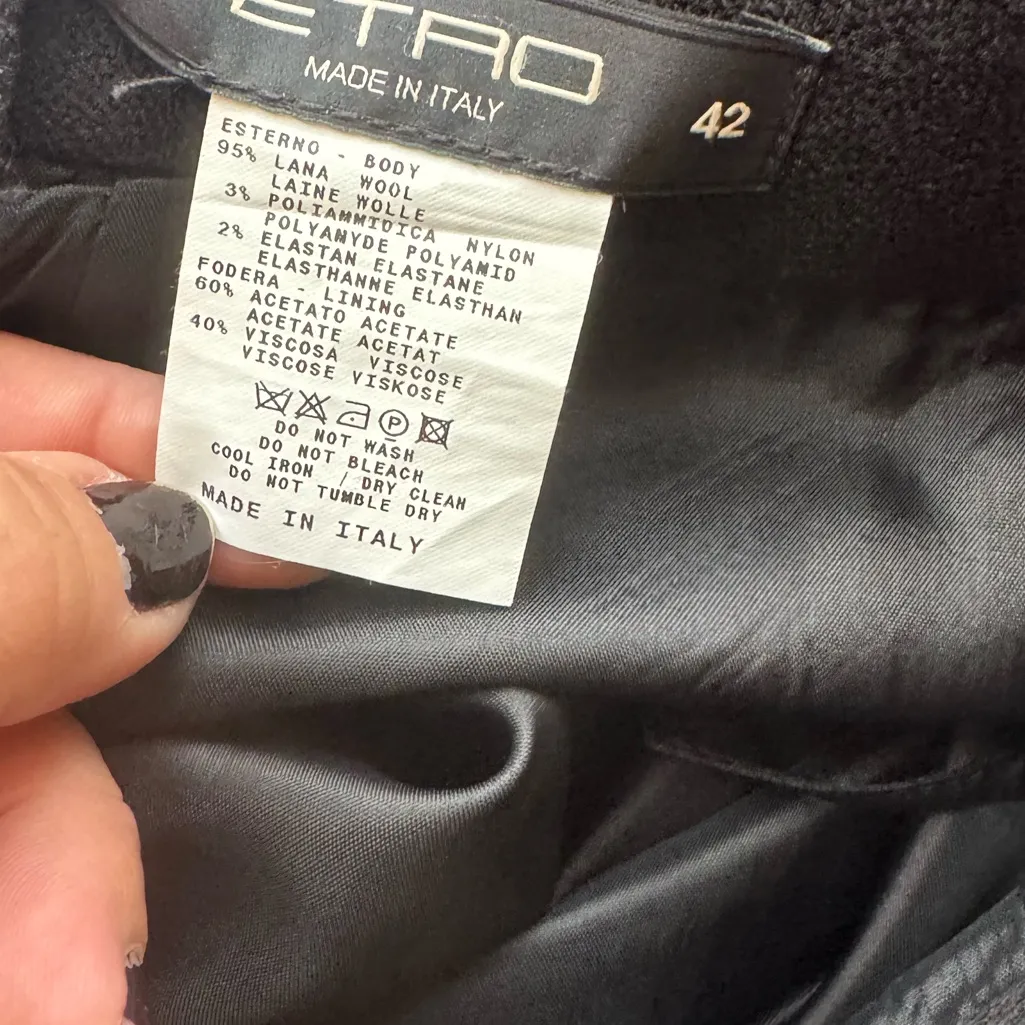 Etro wool skirt black pencil US size 6 liner made in Italy - Image 6