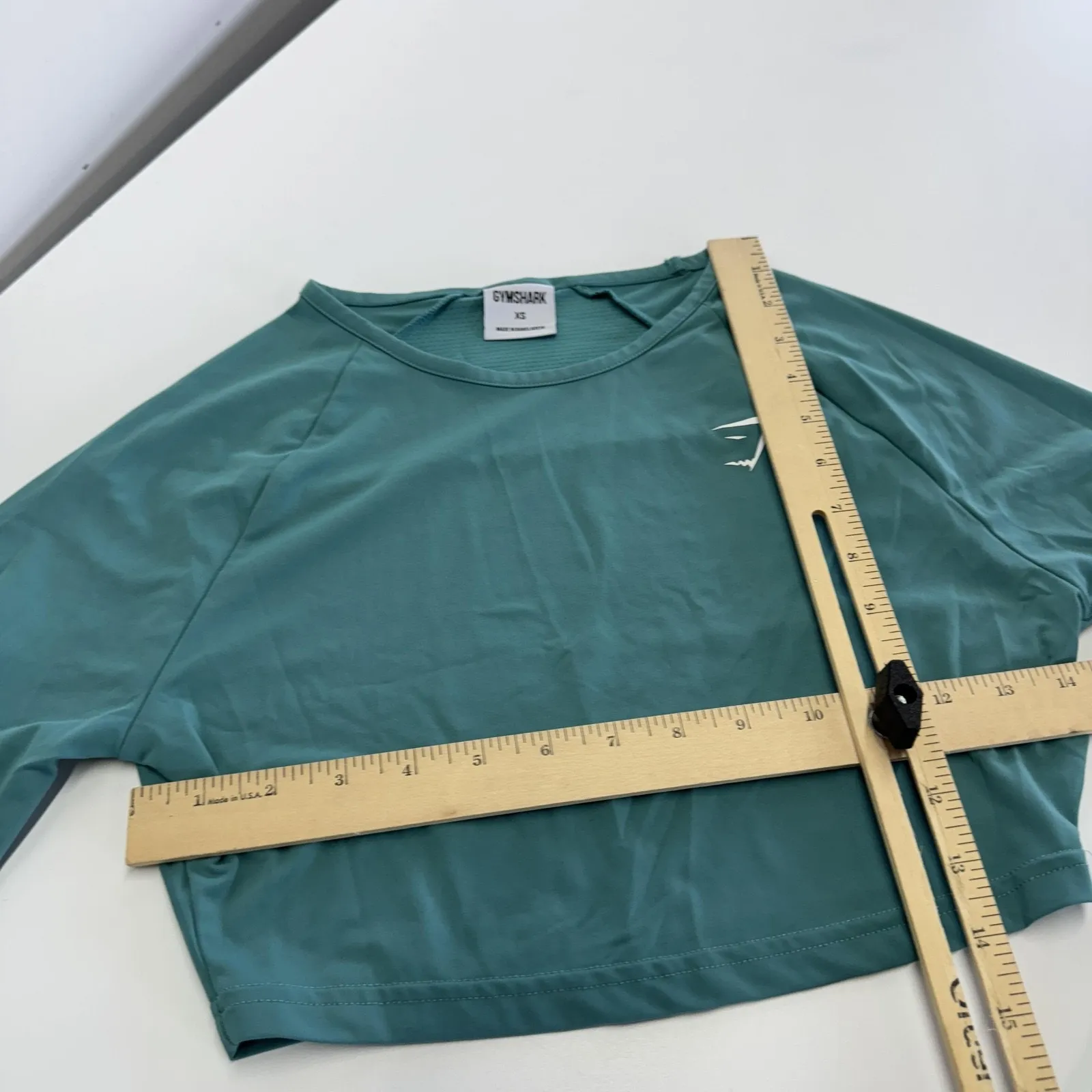 Gymshark Crop Top Womens XS Green Long Sleeve Pullover Lightweight Athletic Yoga - Image 6