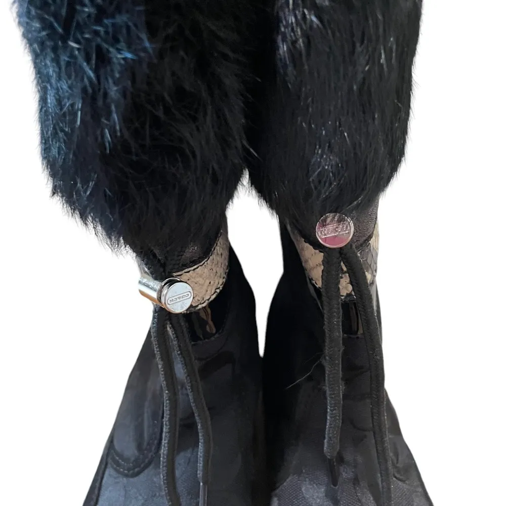 Coach Lorna Monogram Winter Boots Snakeskin Black Size 7 - Image 7