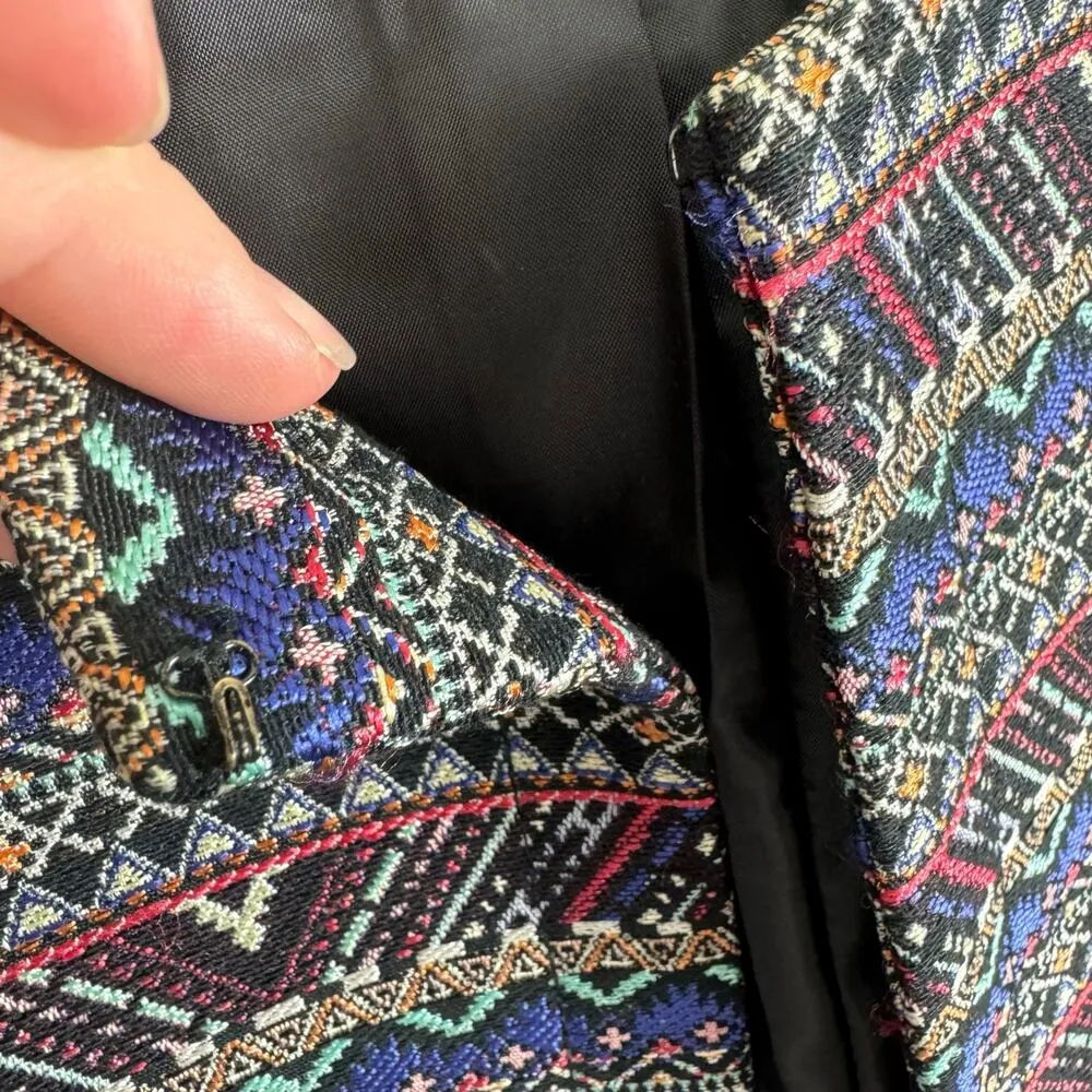 Tahari By ASL Funky Coloful Patterned Woven Lined Open Blazer Plus Size 16 P - Image 3