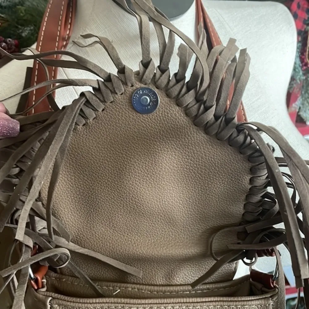 Colorina Crossbody Bag Hobo Shoulder Handbag Retro Bohemian Satchel Purse Tassel Brown - Image 2