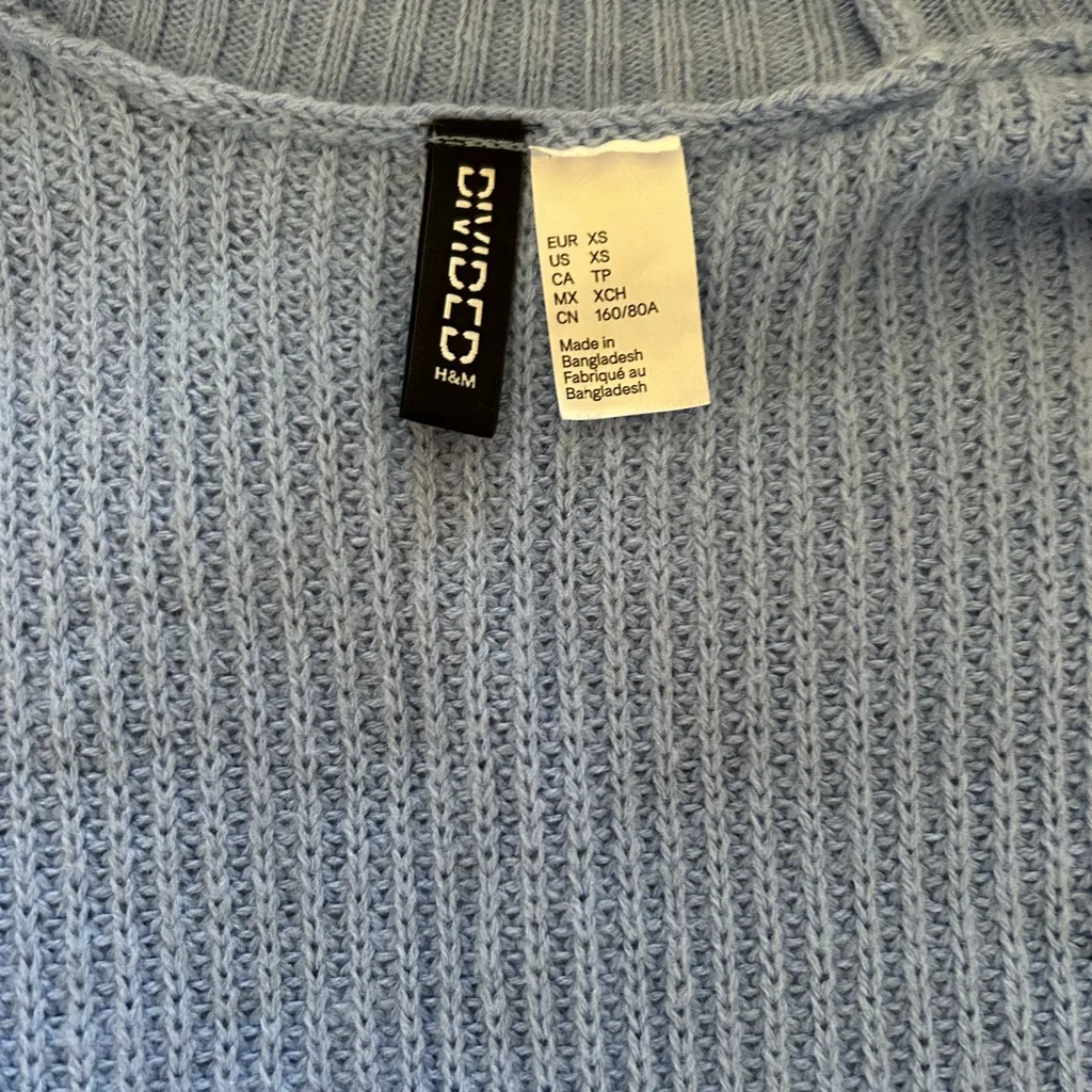 H&M Divided Sweater Women's Size XS Long Sleeve Open Front Cardigan Light Blue - Image 3
