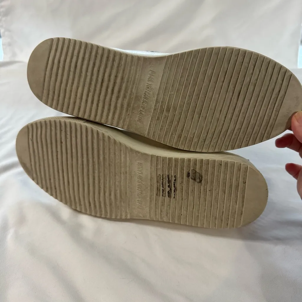 P448 White Soho Socks Gold Glitter Tongue Sneaker Size 40 M 7.5 W 9 Slip On Shoe - Image 5