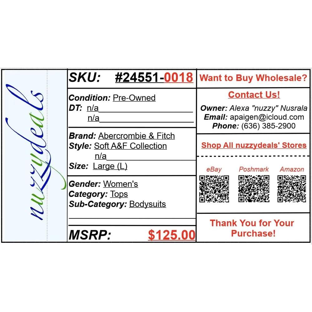 Womens Abercrombie & Fitch Soft A&F White Crew Neck Sleeveless Bodysuit Size L - Image 5