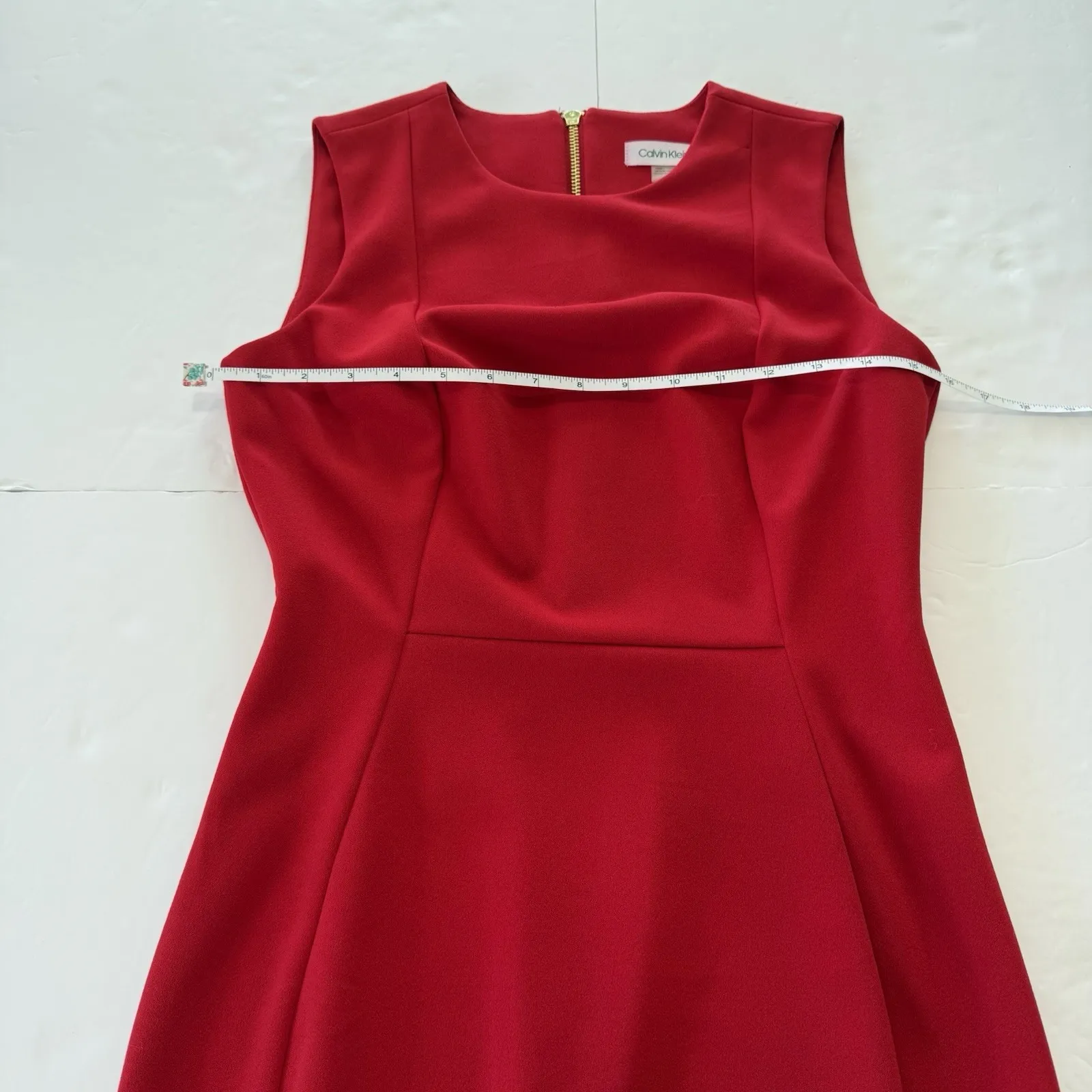 Calvin Klein Red Sleeveless Stretch Crepe Sleeveless‎ Sheath Dress Size 4 - Image 8