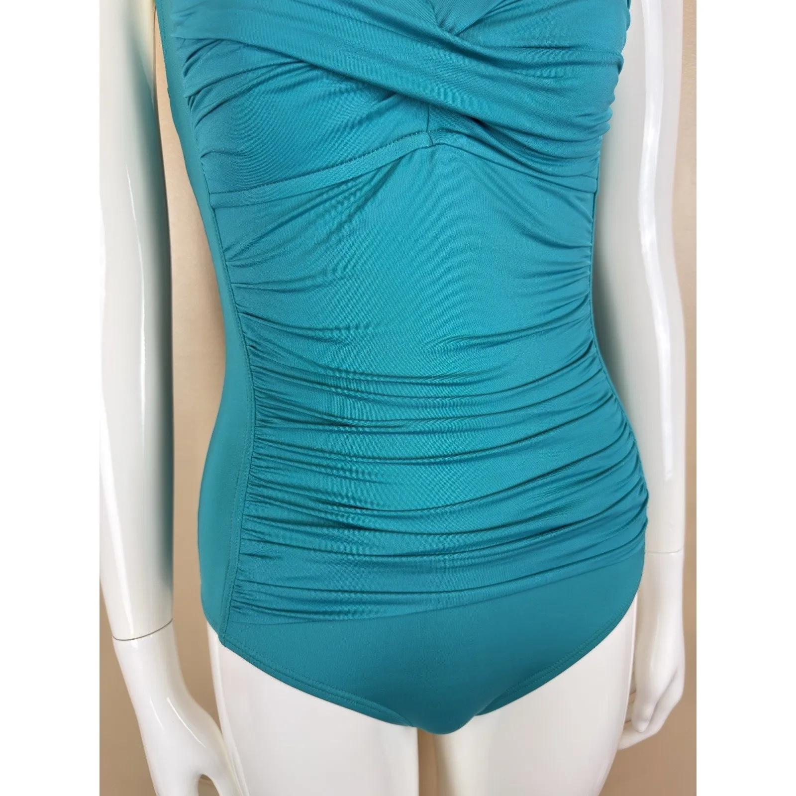 La Blanca Womens 6 Teal Island Goddess One Piece Swimsuit with Straps - Image 3