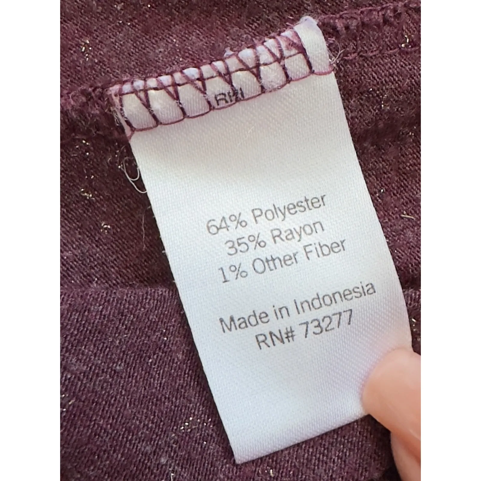 APT 9 Modern Essentials V Neck Tunic Long Sleeve Shirt Burgundy Gold Glitter - Image 6