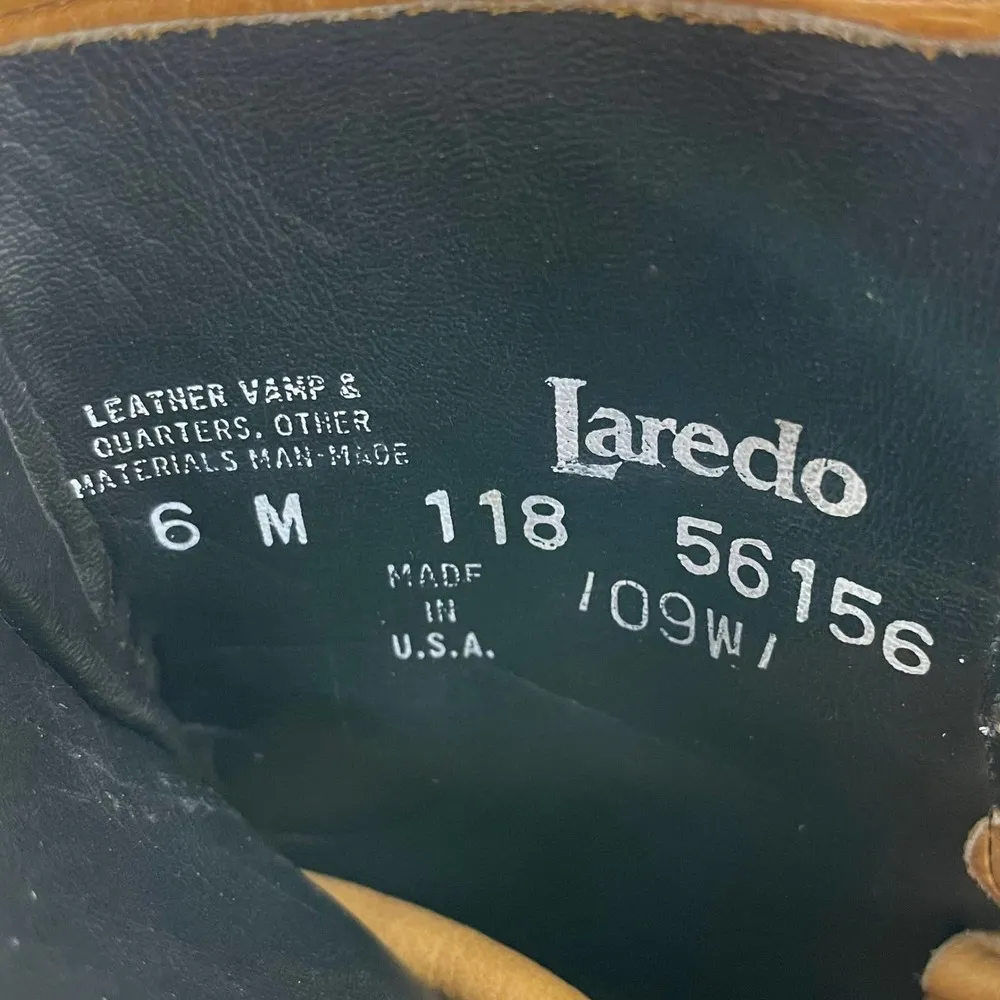 Laredo Tan Leather Kiltie Lace Up 1.5" Heel Western Roper Boot 118 56156 6 - Image 8