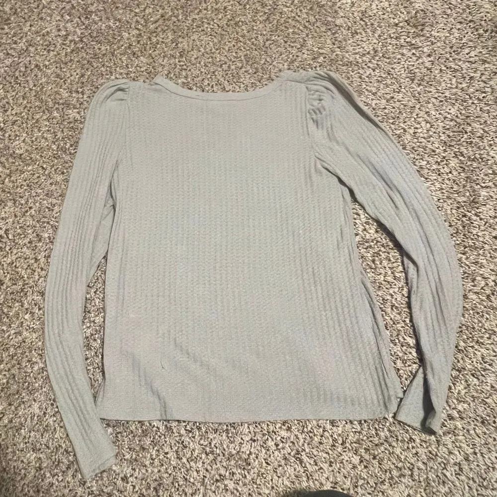 Philosophy Gray Ribbed Knit Sweater Puff Sleeve Casual Long Sleeve Top‎ Size S - Image 7