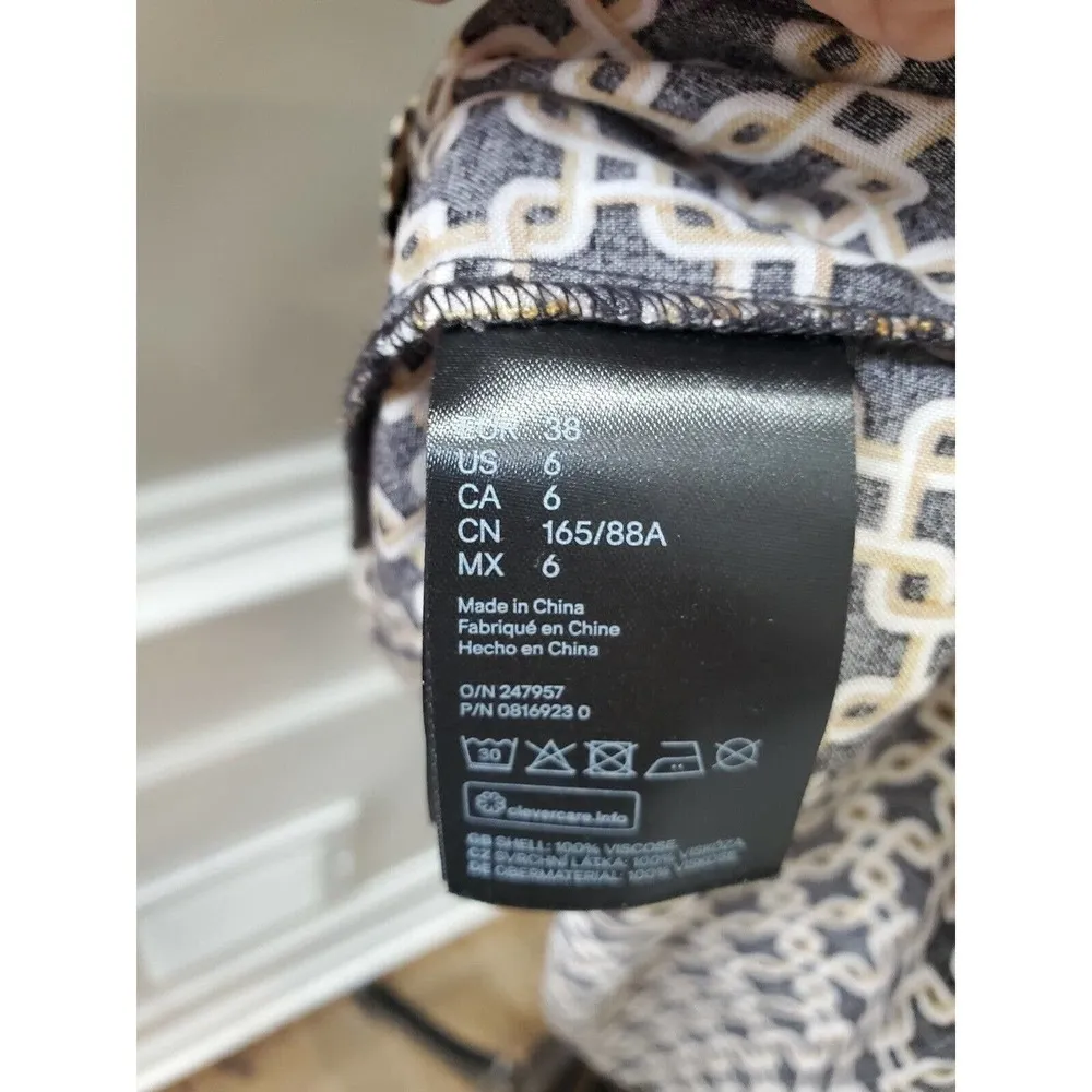 H&M Women's Multicolor Viscose Mock Neck Long Sleeve Knee Length Dress Size 6 - Image 10