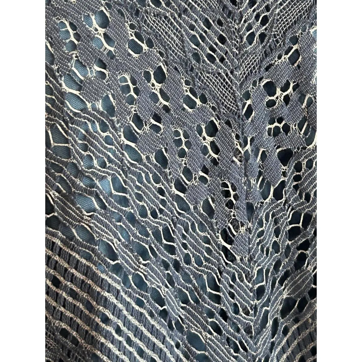 Reba Womens Blue Midi Dress Size S Lace Embroidery Flared - Image 3