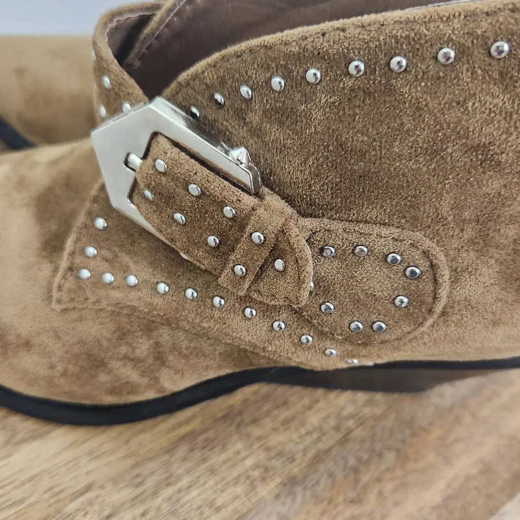 Seven7 Brown Dallas Faux Suede Boot Size 7 Studded Ankle Bootie Suede Bootie - Image 5