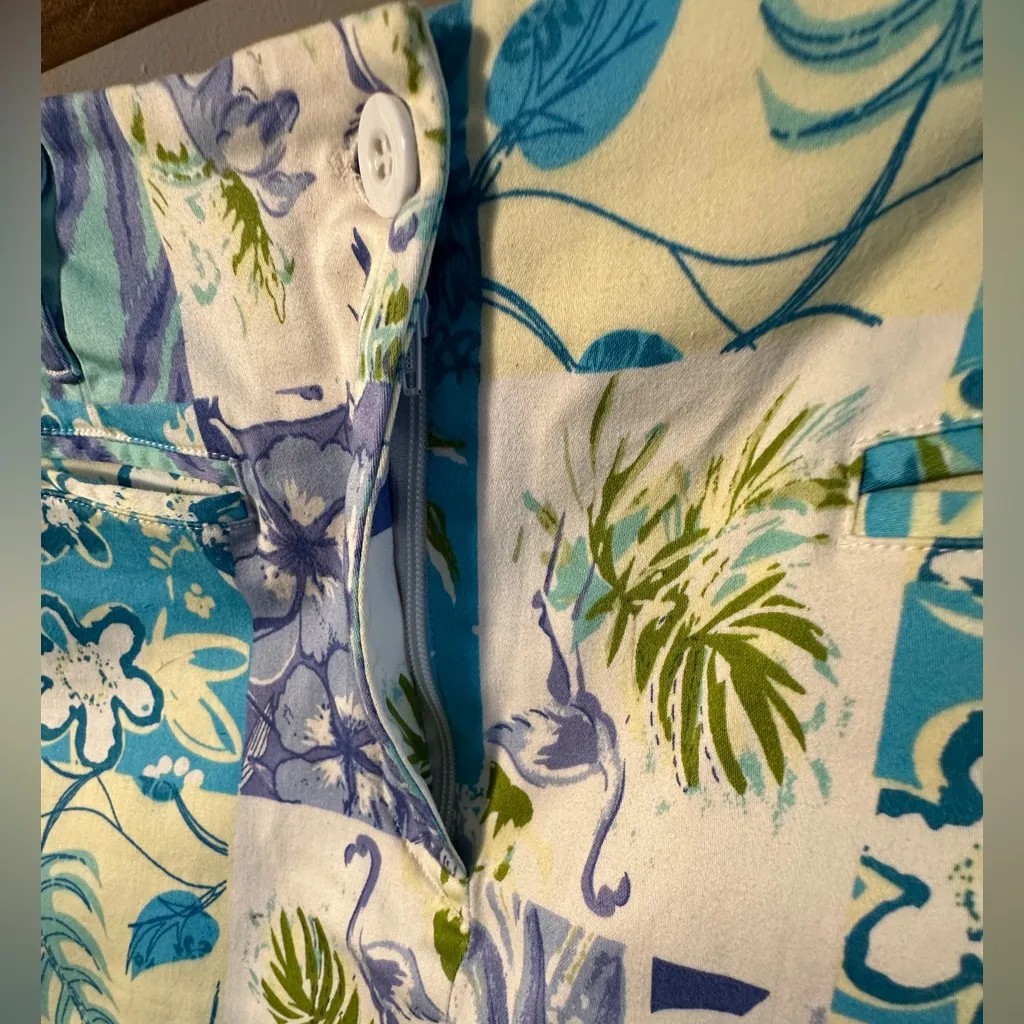 British Khaki Floral Patchwork Cotton Spandex Skirt Size 6 - Image 5