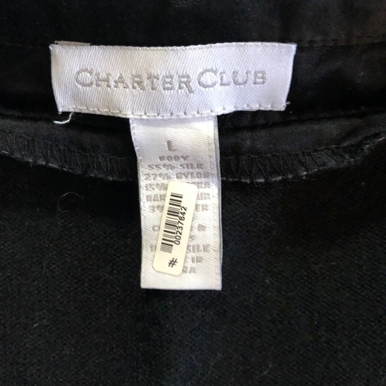 Charter Club Silk Angora Black Collared Blouse Womens Large - Image 10