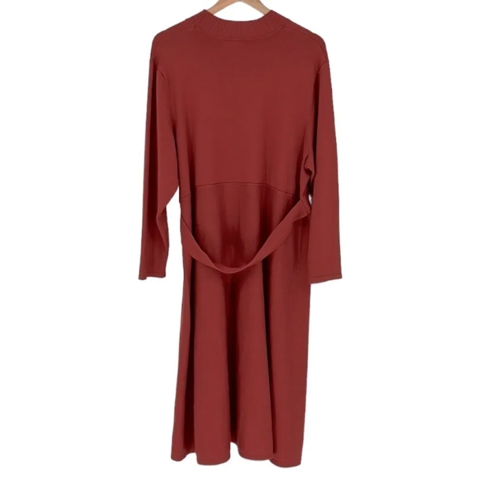 Blue Orchid Belted Mock Neck Midi Dress Rust Orange Plus Size 2XL New with tags! - Image 13