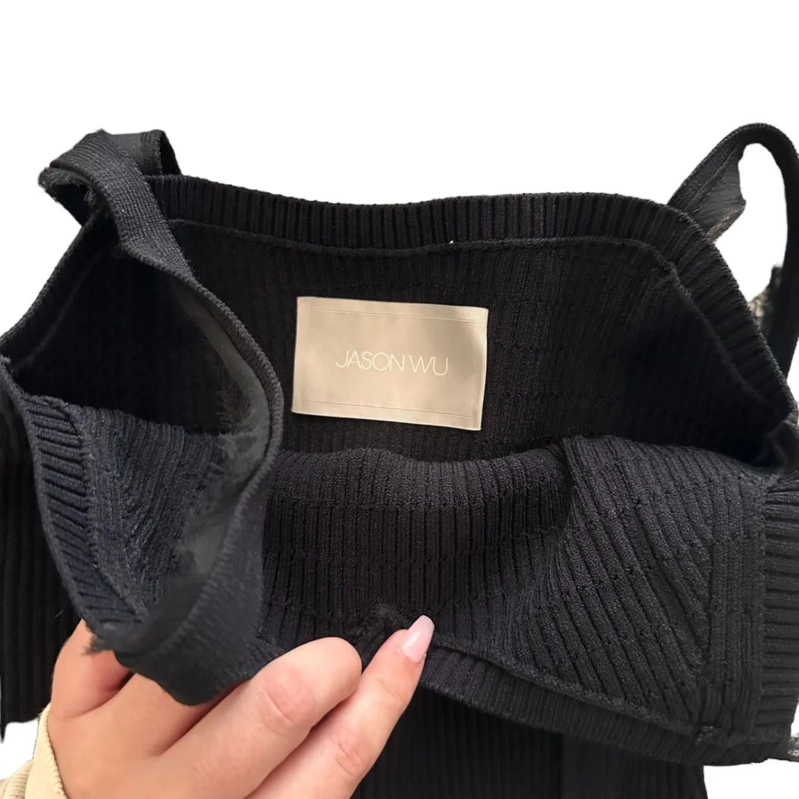 JASON WU Ribbed Asymmetric Maxi‎ Dress NWOT Sz 4 - Image 3