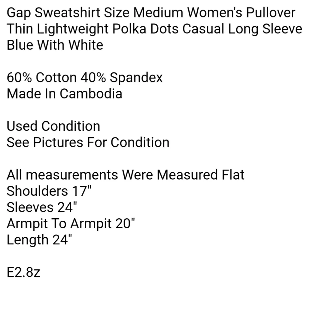 Gap Sweatshirt Size Medium Women's Pullover Thin Lightweight Polka Dots Casual Long Sleeve  - Image 4