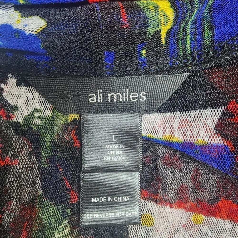 Ali Miles Colorful Floral Kimono Jacket (L) Red Size L - Image 5