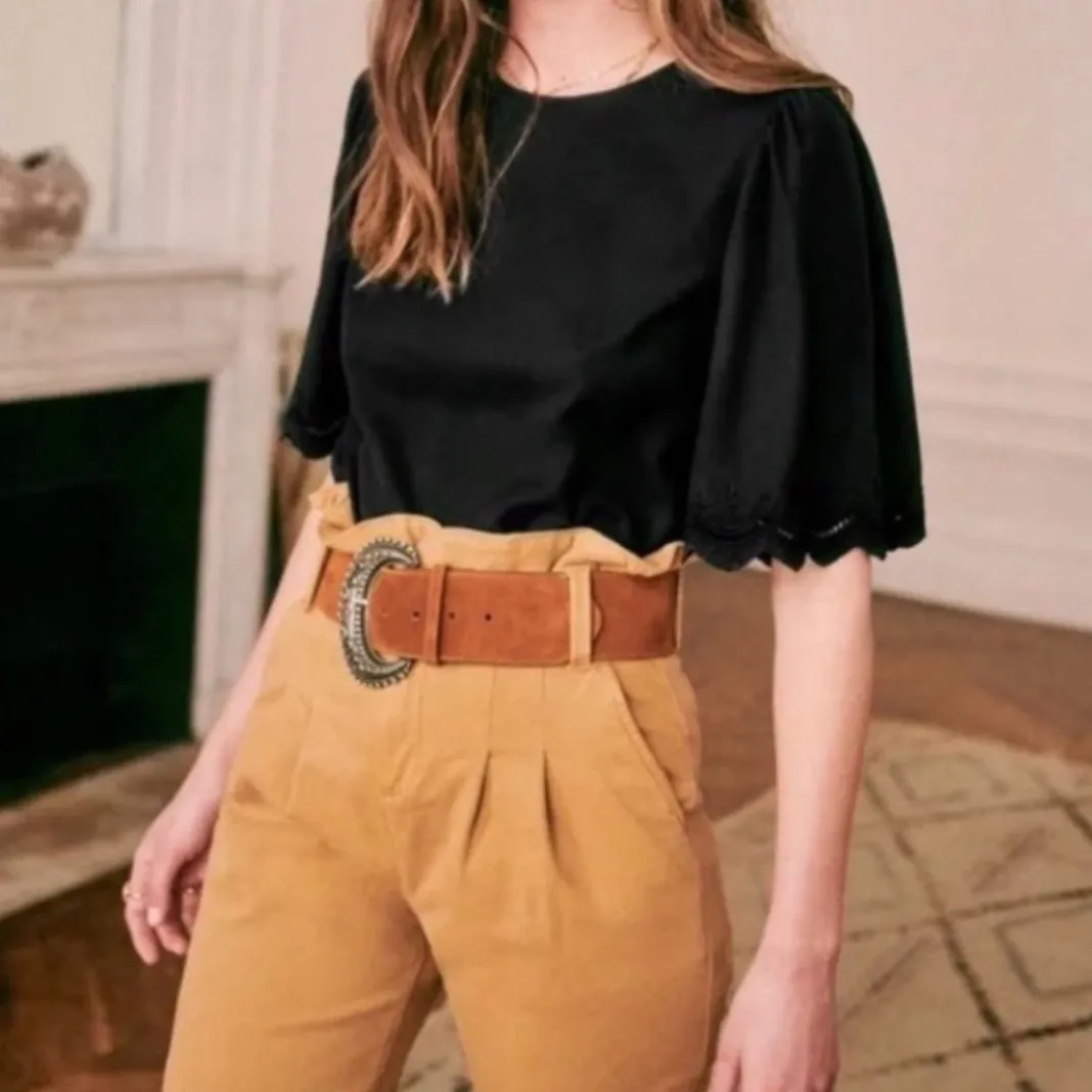 SEZANE Austin Trouser Pants In Camel Hogh Rose Paper Bag Size 34 US XS - Image 3