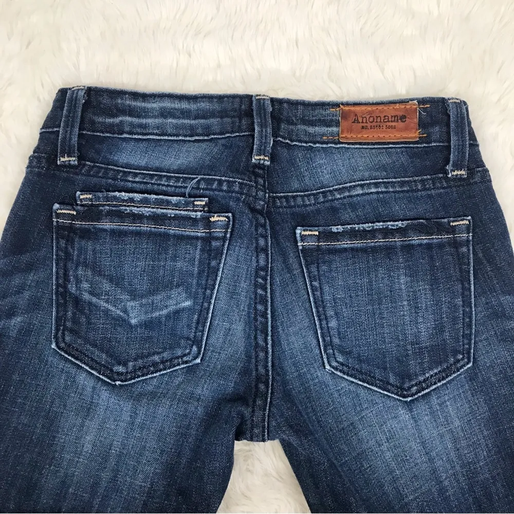 ANONAME Joelle Boot Slim Bootcut Jeans Low Rise Dark Wash Distressed Size 25 Blue - Image 9