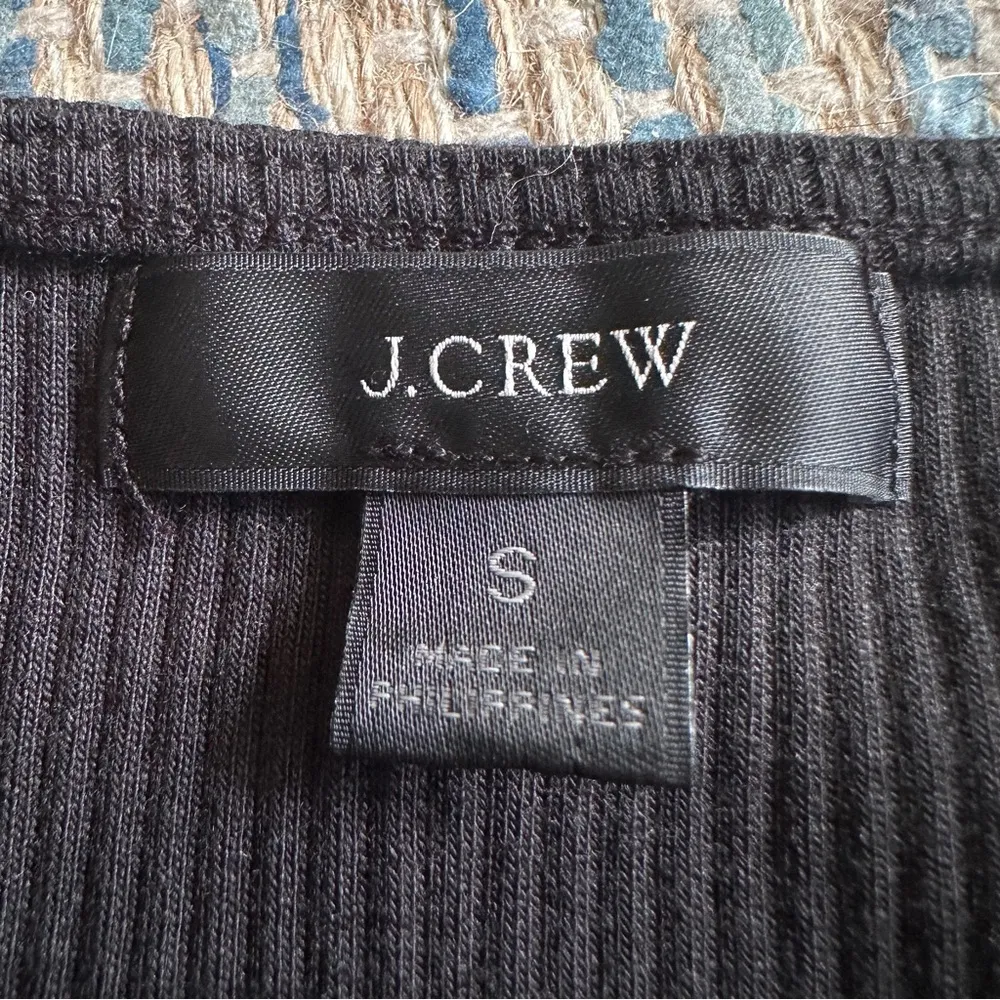 J. Crew Vintage Rib Ruched Wrap Top in Black Size Small Ribbed Shirt Tank - Image 4