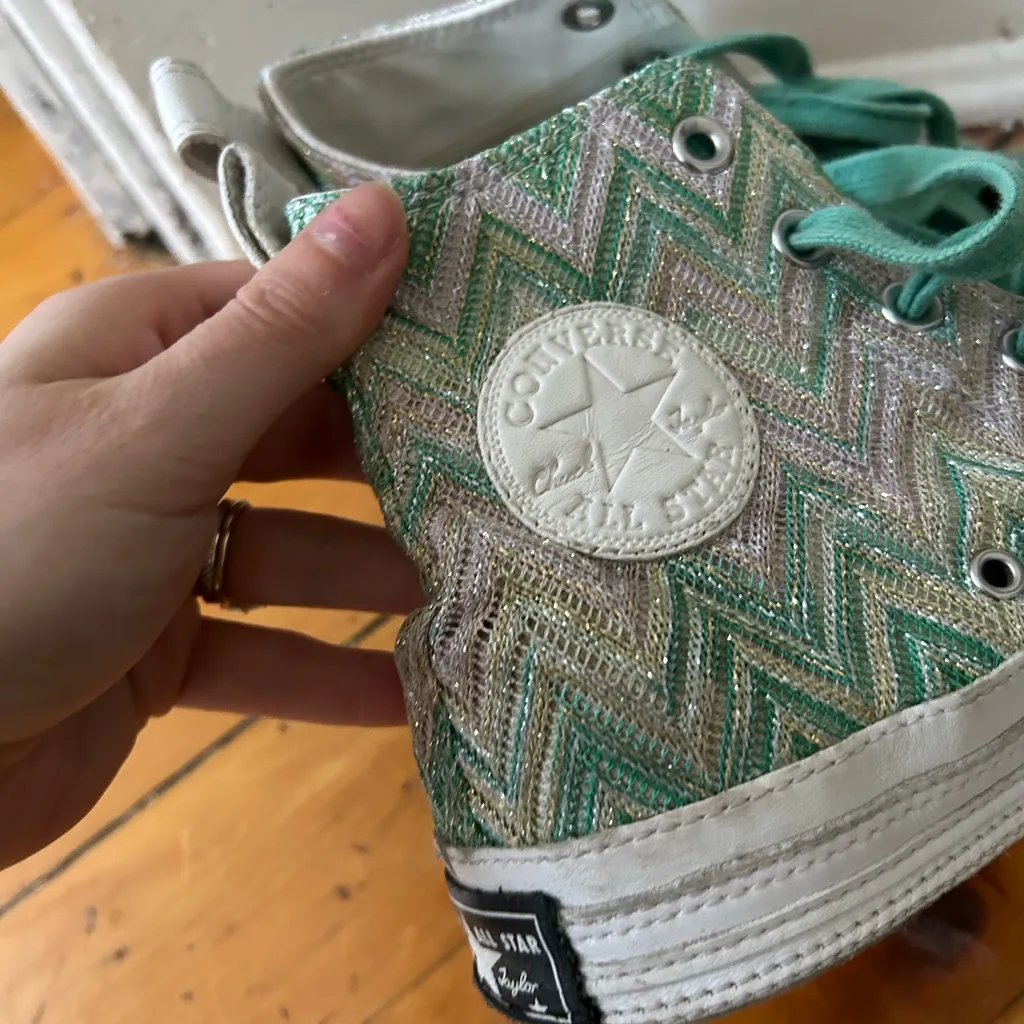 Missoni X Converse Chuck Taylor All Star Hi Sneakers Womens 8 Metallic green - Image 3
