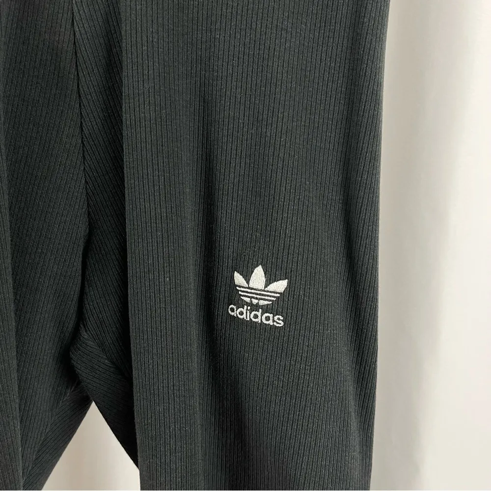 Adidas XS Ribbed High Waist Bike Shorts Logo 80's Casual Workout Running Yoga - Image 3