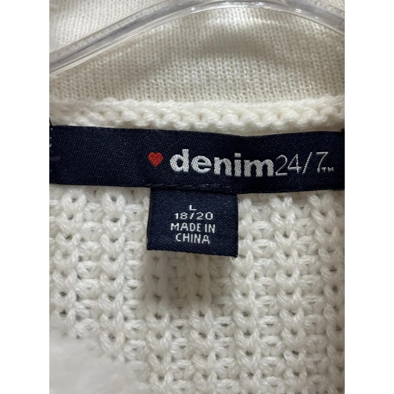 Denim 24/7 Faux Fur Knit Back Collar Vest Open Front Cream Sz L (18 - Image 2